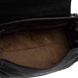 Pre Owned Bottega Veneta Black Intrecciato Leather Flap Shoulder Bag