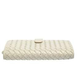 Pre Owned Bottega Veneta Cream Intrecciato Leather Continental Wallet