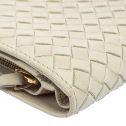 Pre Owned Bottega Veneta Cream Intrecciato Leather Continental Wallet