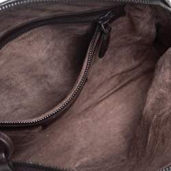 Pre Owned Bottega Veneta Dark Brown Intrecciato Leather Nodini Crossbody Bag