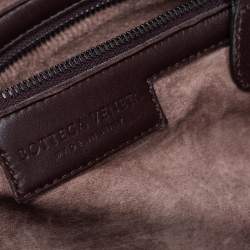 Pre Owned Bottega Veneta Dark Brown Intrecciato Leather Nodini Crossbody Bag