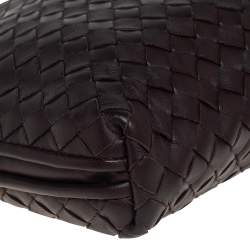 Pre Owned Bottega Veneta Dark Brown Intrecciato Leather Nodini Crossbody Bag