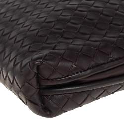 Pre Owned Bottega Veneta Dark Brown Intrecciato Leather Nodini Crossbody Bag