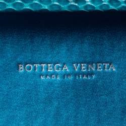 Pre Owned Bottega Veneta Blue Satin and Snakeskin Trim Knot Clutch
