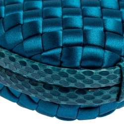 Pre Owned Bottega Veneta Blue Satin and Snakeskin Trim Knot Clutch