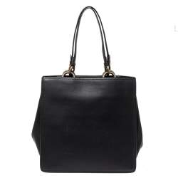 Pre Owned Bottega Veneta Black Leather Shopper Tote
