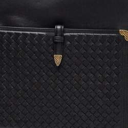 Pre Owned Bottega Veneta Black Leather Shopper Tote