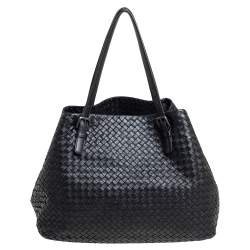 Pre Owned Bottega Veneta Black Intrecciato Leather Large Cesta Tote