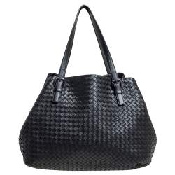 Pre Owned Bottega Veneta Black Intrecciato Leather Large Cesta Tote