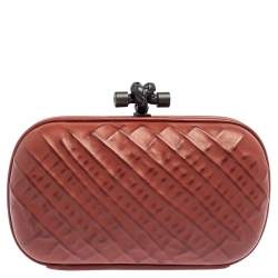 Pre Owned Bottega Veneta Cinnamon Leather Knot Clutch