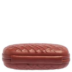 Pre Owned Bottega Veneta Cinnamon Leather Knot Clutch