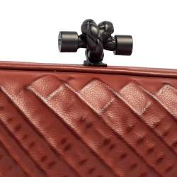 Pre Owned Bottega Veneta Cinnamon Leather Knot Clutch