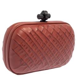 Pre Owned Bottega Veneta Cinnamon Leather Knot Clutch