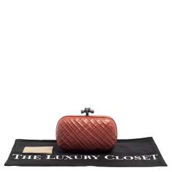 Pre Owned Bottega Veneta Cinnamon Leather Knot Clutch
