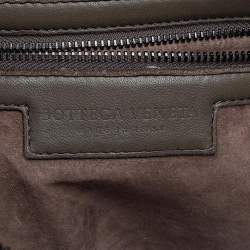 Pre Owned Bottega Veneta Moss Green Intrecciato Leather Nodini Crossbody Bag