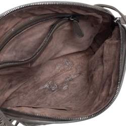 Pre Owned Bottega Veneta Moss Green Intrecciato Leather Nodini Crossbody Bag