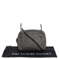 Pre Owned Bottega Veneta Moss Green Intrecciato Leather Nodini Crossbody Bag