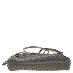 Pre Owned Bottega Veneta Moss Green Intrecciato Leather Nodini Crossbody Bag