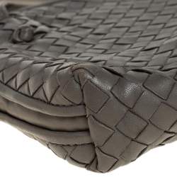 Pre Owned Bottega Veneta Moss Green Intrecciato Leather Nodini Crossbody Bag