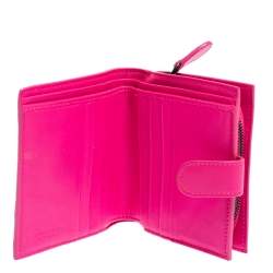Pre Owned Bottega Veneta Pink Intrecciato Leather Compact Wallet