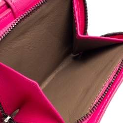 Pre Owned Bottega Veneta Pink Intrecciato Leather Compact Wallet