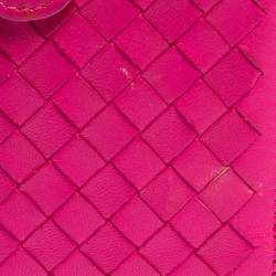 Pre Owned Bottega Veneta Pink Intrecciato Leather Compact Wallet