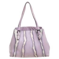 Pre Owned Bottega Veneta Lilac And Intrecciato Leather Monalisa Tote