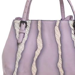 Pre Owned Bottega Veneta Lilac And Intrecciato Leather Monalisa Tote