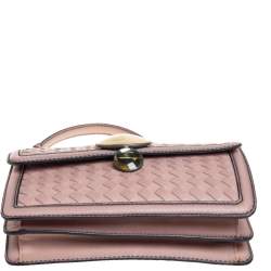 Pre Owned Bottega Veneta Pink Intrecciato Leather Sphere Top Handle Bag