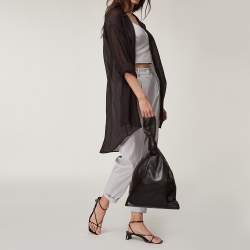 Pre Owned Bottega Veneta Dark Brown Leather BV Knotted Twist Clutch