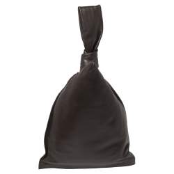 Pre Owned Bottega Veneta Dark Brown Leather BV Knotted Twist Clutch