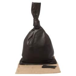 Pre Owned Bottega Veneta Dark Brown Leather BV Knotted Twist Clutch