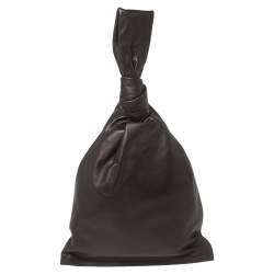 Pre Owned Bottega Veneta Dark Brown Leather BV Knotted Twist Clutch