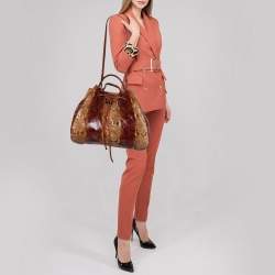 مملوكة مسبقًا Bottega Veneta Multicolor Python Drawstring Tote