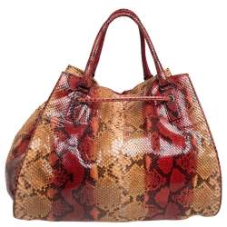 مملوكة مسبقًا Bottega Veneta Multicolor Python Drawstring Tote