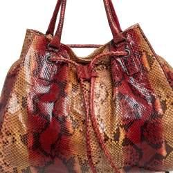 مملوكة مسبقًا Bottega Veneta Multicolor Python Drawstring Tote