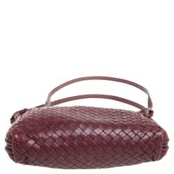 Pre Owned حقيبة كروس بوتيغا فينيتا نوديني جلد انترشياتو عنابي