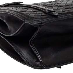 Pre Owned Bottega Veneta Black Intrecciato Leather Chain Shoulder Bag