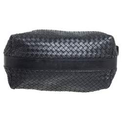 Pre Owned Bottega Veneta Black Intrecciato Leather Zipped Hobo