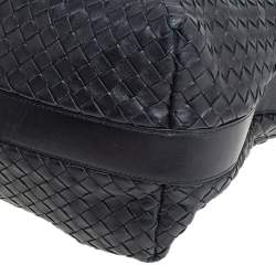 Pre Owned Bottega Veneta Black Intrecciato Leather Zipped Hobo