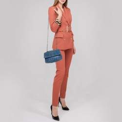 Pre Owned حقيبة كتف بوتيغا فينيتا أليمبيا جلد ثعبان أزرق