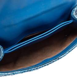 Pre Owned حقيبة كتف بوتيغا فينيتا أليمبيا جلد ثعبان أزرق