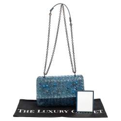 Pre Owned حقيبة كتف بوتيغا فينيتا أليمبيا جلد ثعبان أزرق