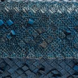 Pre Owned حقيبة كتف بوتيغا فينيتا أليمبيا جلد ثعبان أزرق