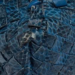 Pre Owned حقيبة كتف بوتيغا فينيتا أليمبيا جلد ثعبان أزرق