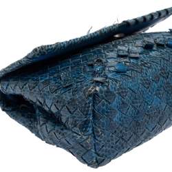 Pre Owned حقيبة كتف بوتيغا فينيتا أليمبيا جلد ثعبان أزرق