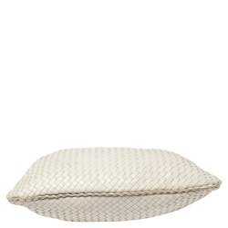 Pre Owned Bottega Veneta Cream Leather Medium Veneta Hobo