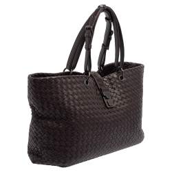 Pre Owned حقيبة يد بوتيغا فينيتا كابري كبيرة جلد انترشياتو بني كاكاو