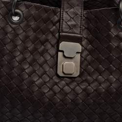 Pre Owned حقيبة يد بوتيغا فينيتا كابري كبيرة جلد انترشياتو بني كاكاو