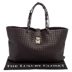 Pre Owned حقيبة يد بوتيغا فينيت ا كابري كبيرة جلد انترشياتو بني كاكاو